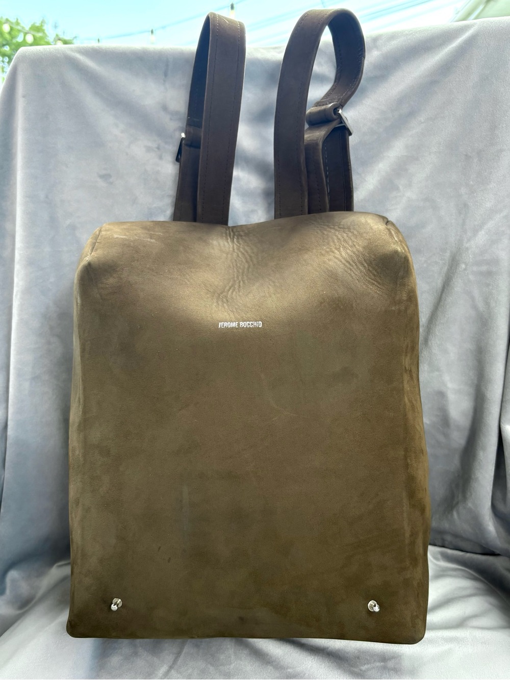 Olive Brown Suede Backpack